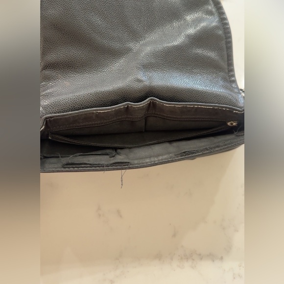 Preowned Authentic Chanel Black Caviar Leather, Pleated Half Moon Flap Bag - Picture 4 of 16